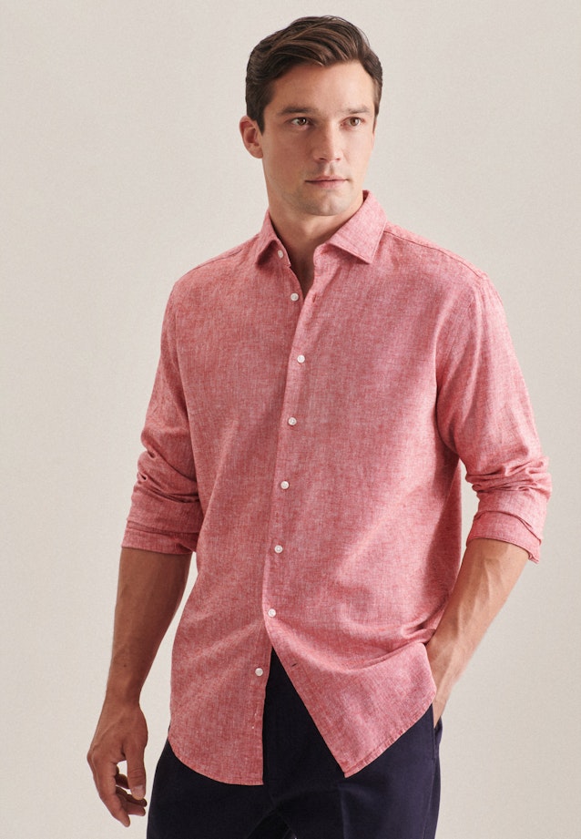 Linen shirt in Regular with Kent-Collar in Red |  Seidensticker Onlineshop