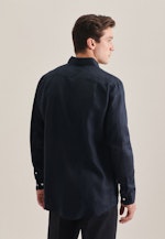Regular Linen shirt Uni in Dark Blue |  Seidensticker Onlineshop