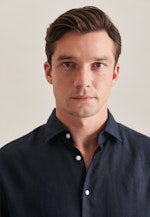 Regular Linen shirt Uni in Dark Blue |  Seidensticker Onlineshop