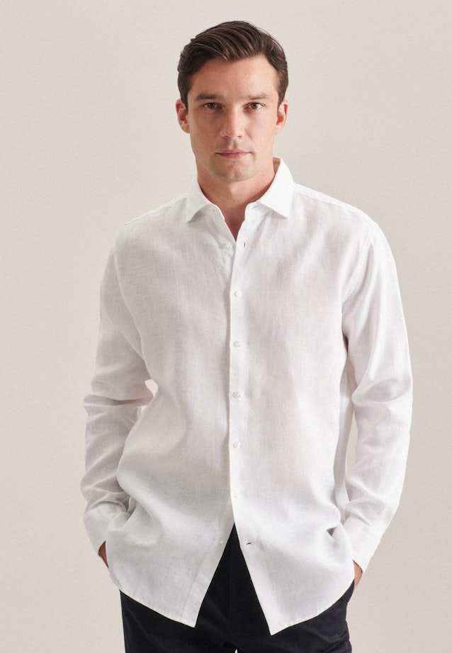 Linen shirt in Regular with Kent-Collar in White |  Seidensticker Onlineshop