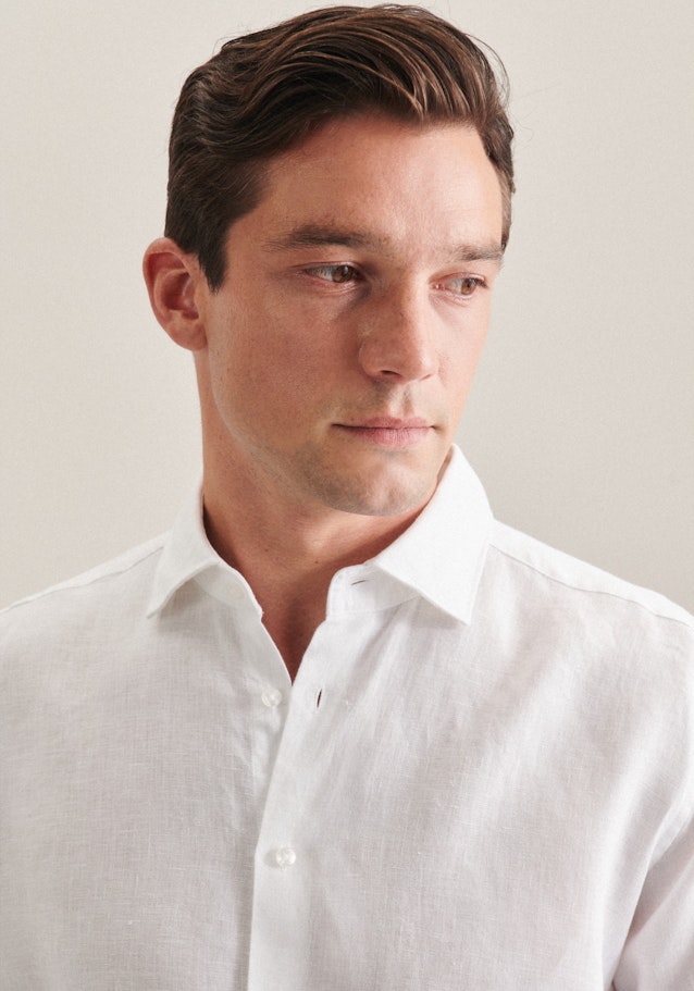 Linen shirt in Regular fit with Kent-Collar in White |  Seidensticker Onlineshop