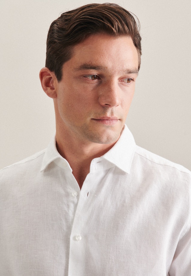 Linen shirt in Regular with Kent-Collar in White |  Seidensticker Onlineshop