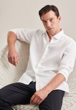 Linen shirt in Regular with Kent-Collar in White |  Seidensticker Onlineshop