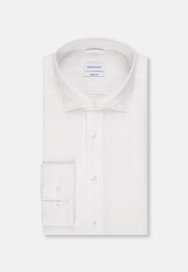 Regular Chemise en lin Uni in Blanc |  Seidensticker Onlineshop