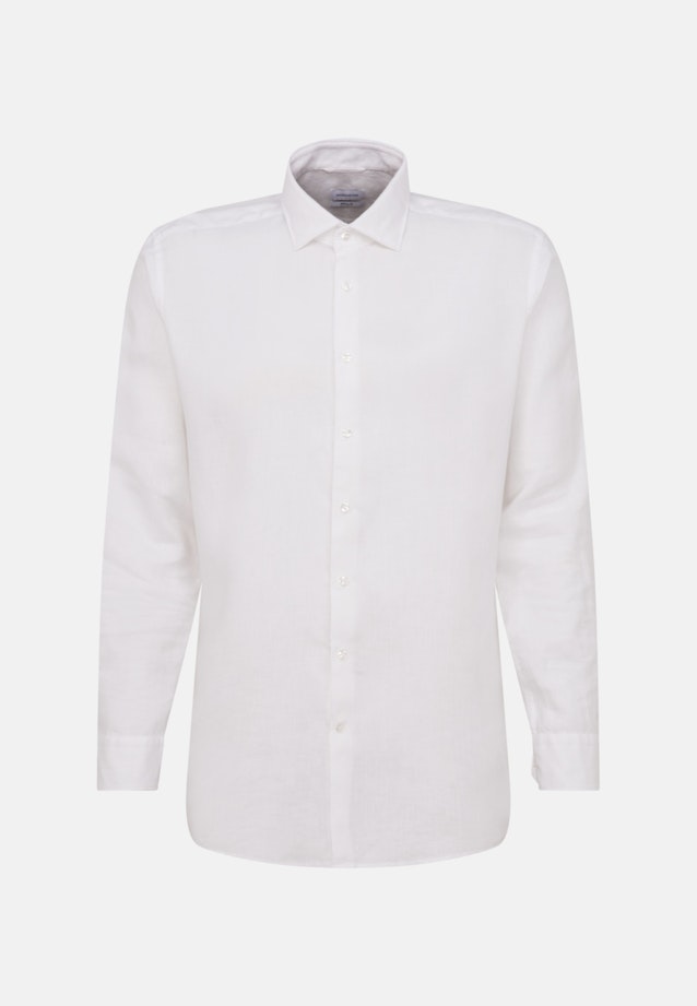 Regular Chemise en lin Uni in Blanc |  Seidensticker Onlineshop