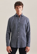 Regular Chemise en lin Imprimé in Bleu Foncé |  Seidensticker Onlineshop