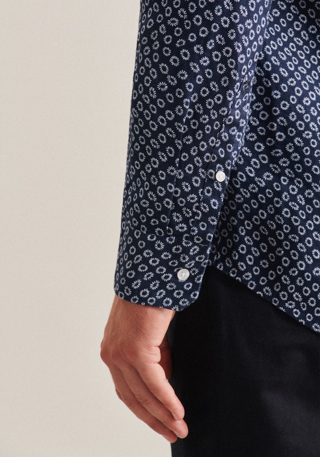 Linen shirt in Regular with Kent-Collar in Dark Blue |  Seidensticker Onlineshop