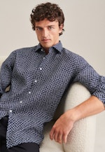 Regular Chemise en lin Imprimé in Bleu Foncé |  Seidensticker Onlineshop