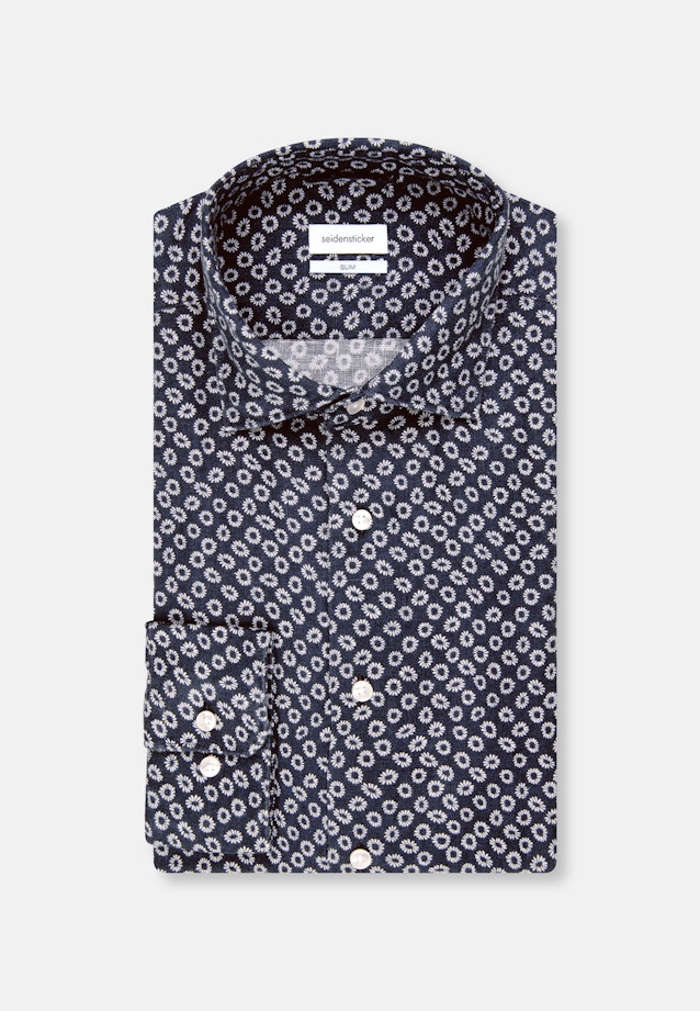 Regular Chemise en lin Imprimé in Bleu Foncé |  Seidensticker Onlineshop