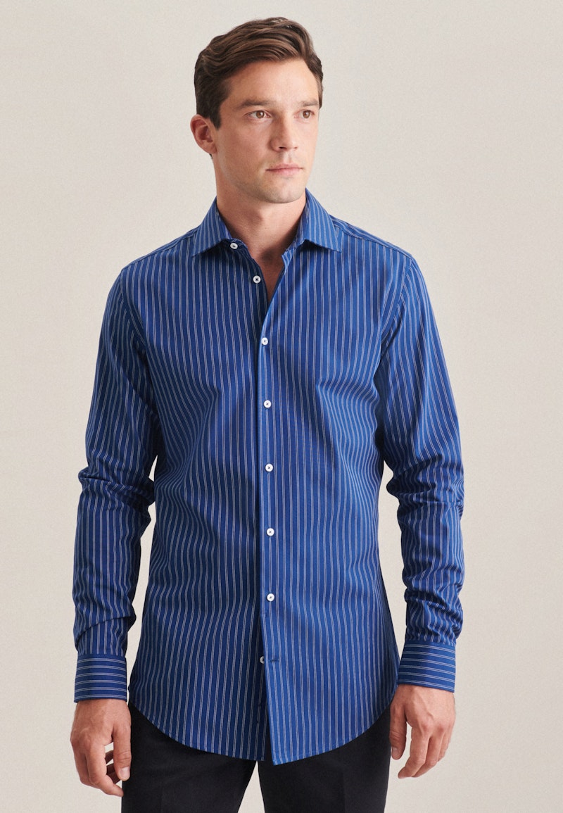 Poplin Business Shirt in Slim with Kent-Collar and extra long sleeve