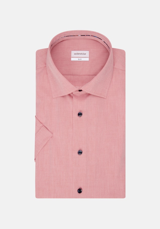 Non-iron Chambray Short sleeve Business Shirt in Slim with Kent-Collar in Red |  Seidensticker Onlineshop