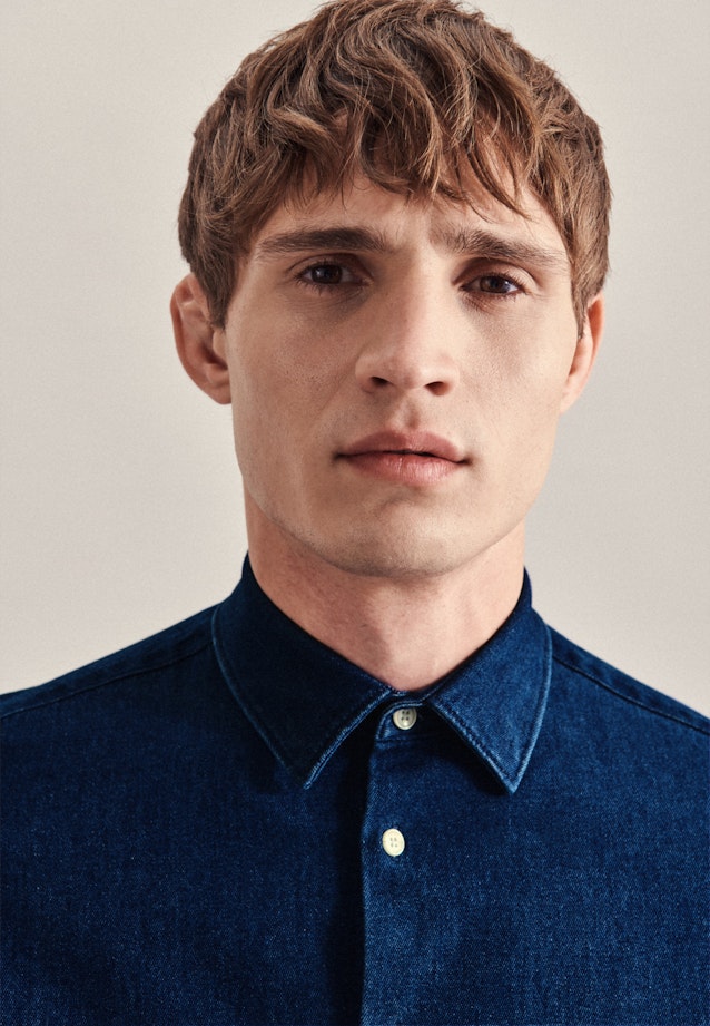 Regular Chemise décontractée Uni in Bleu Foncé |  Seidensticker Onlineshop