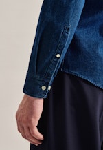 Chemise casual Regular Denim Col Kent in Bleu Foncé |  Seidensticker Onlineshop