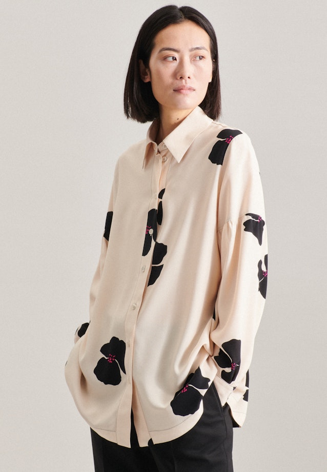 Oversized Hemdbluse Druck in Ecru |  Seidensticker Onlineshop