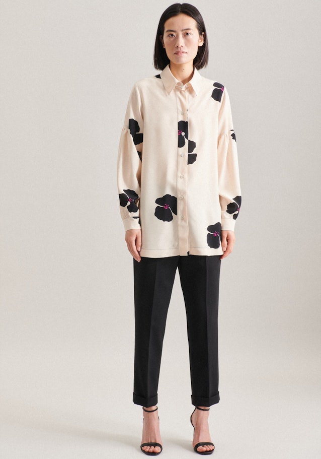 Oversized Hemdbluse Druck in Ecru | Seidensticker Onlineshop