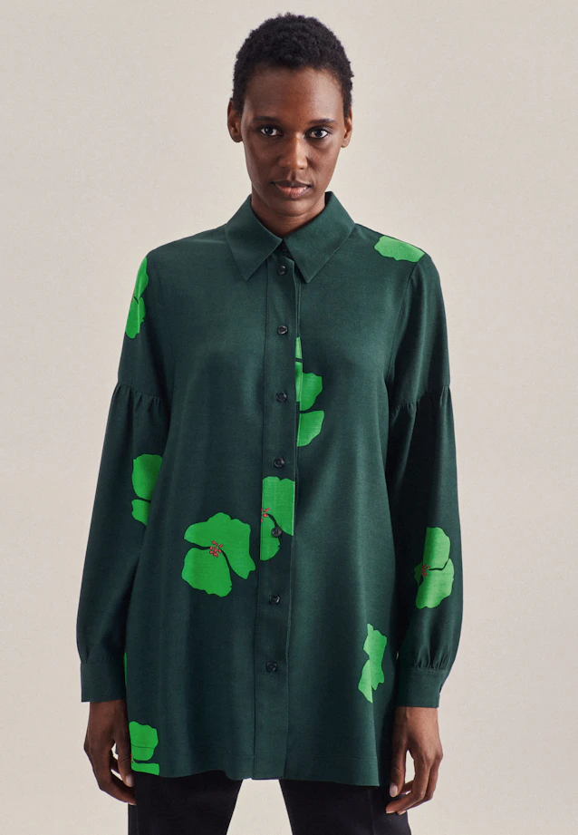 Oversized Hemdbluse Druck in Grün |  Seidensticker Onlineshop