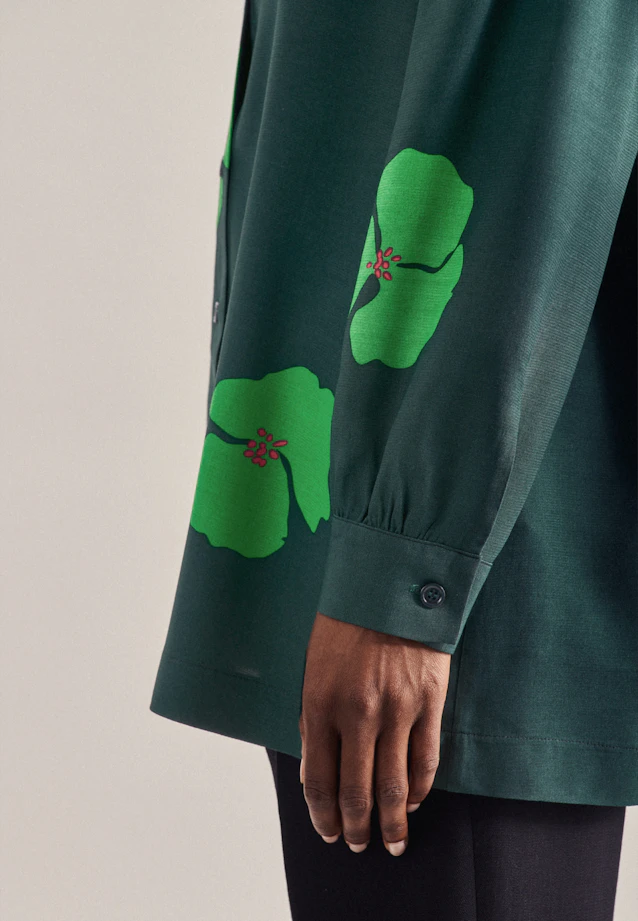 Oversized Hemdbluse Druck in Grün |  Seidensticker Onlineshop