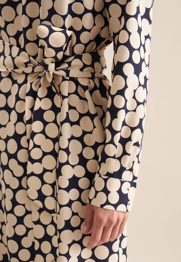 Shirt dress with waist belt made of viscose in Dark Blue |  Seidensticker Onlineshop
