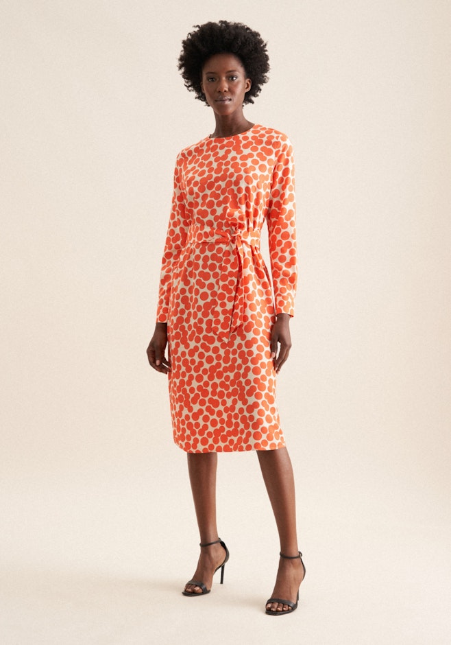 Shirtkleid mit Taillengürtel aus Viskose in Orange | Seidensticker Onlineshop
