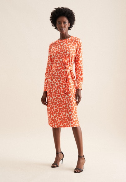 Shirt dress with waist belt made of viscose in Orange |  Seidensticker Onlineshop