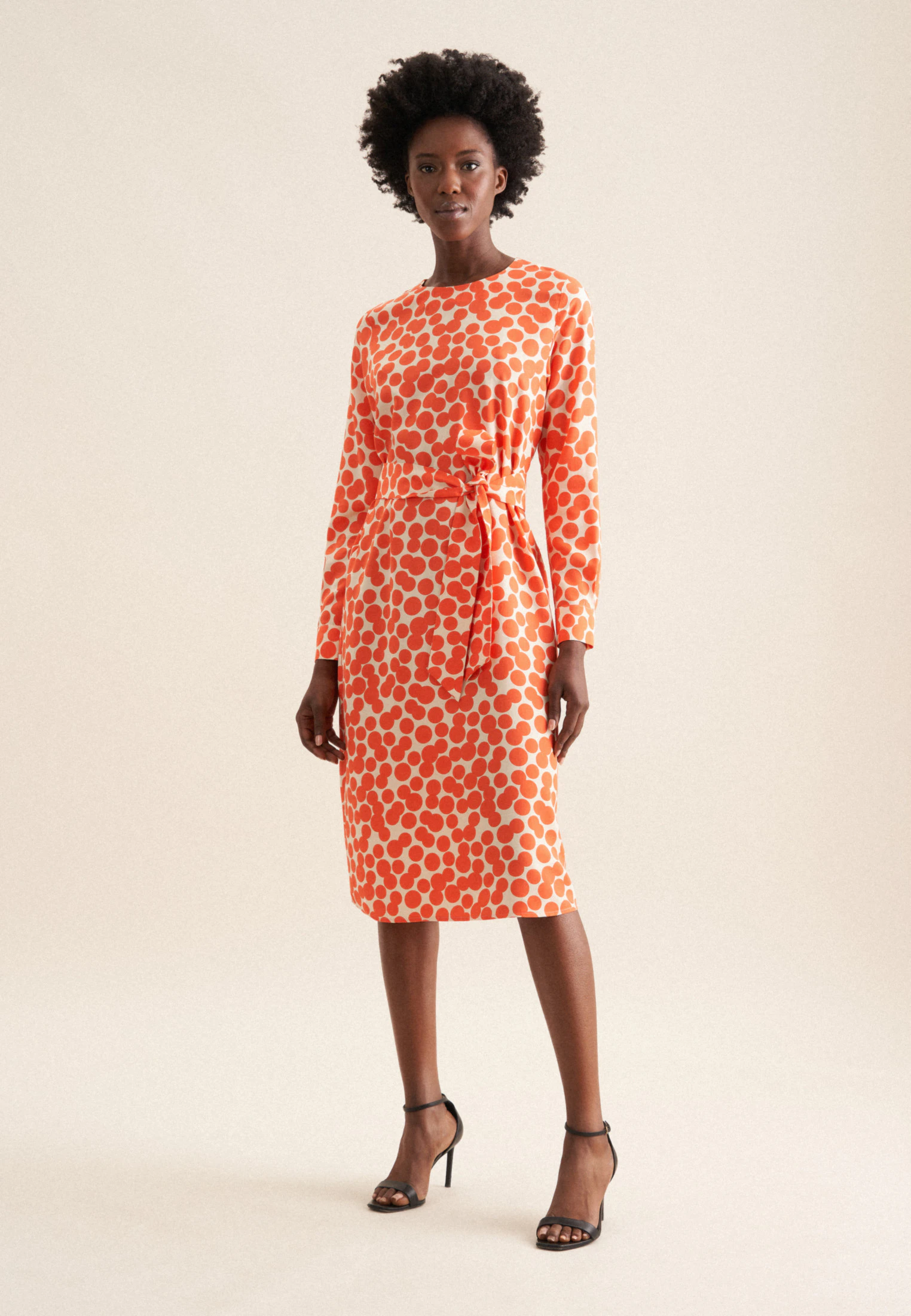 Shirtkleid mit Taillengürtel aus Viskose Orange 34