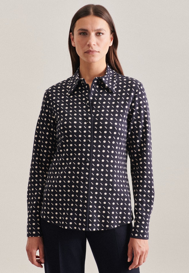 Long sleeve Jersey Shirt Blouse in Dark Blue | Seidensticker online shop