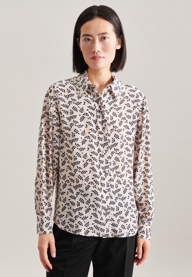 Long sleeve Crepe Stand-Up Blouse