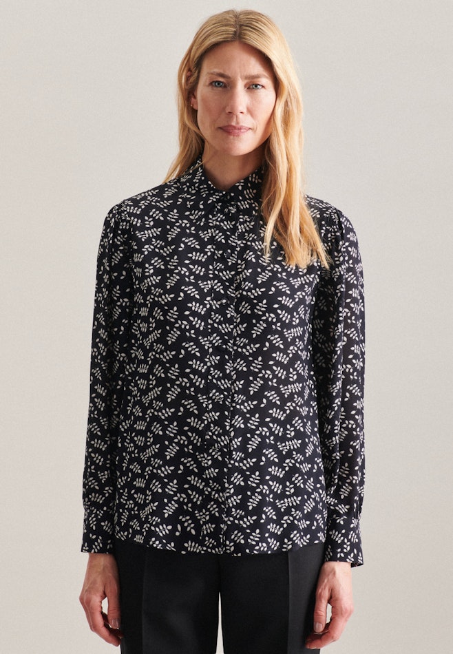 Long sleeve Crepe Stand-Up Blouse in Black | Seidensticker online shop