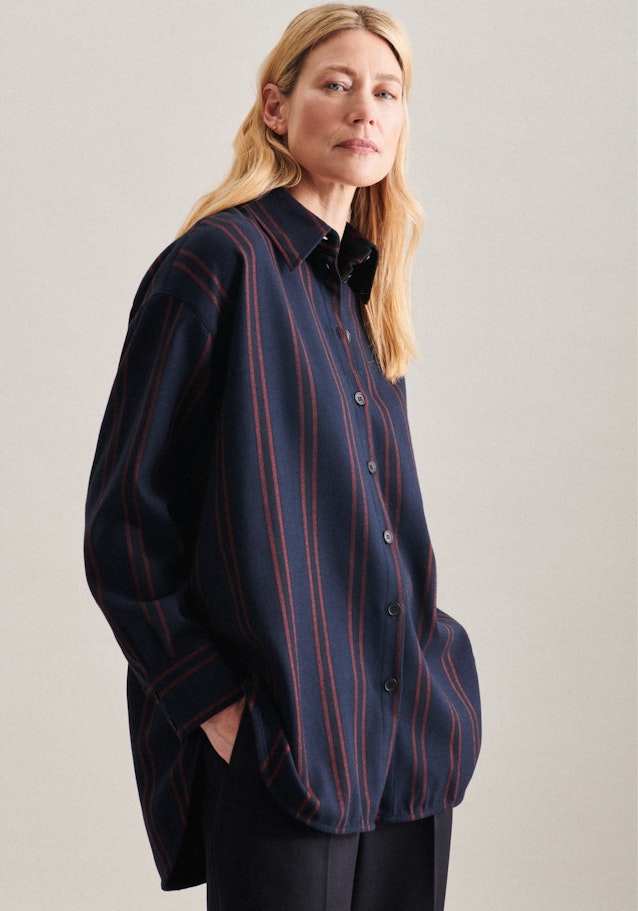 Long sleeve Flannel Long Blouse in Dark Blue |  Seidensticker Onlineshop