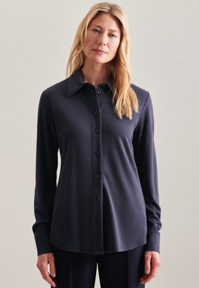 Regular Fit Hemdbluse Uni in Dunkelblau |  Seidensticker Onlineshop