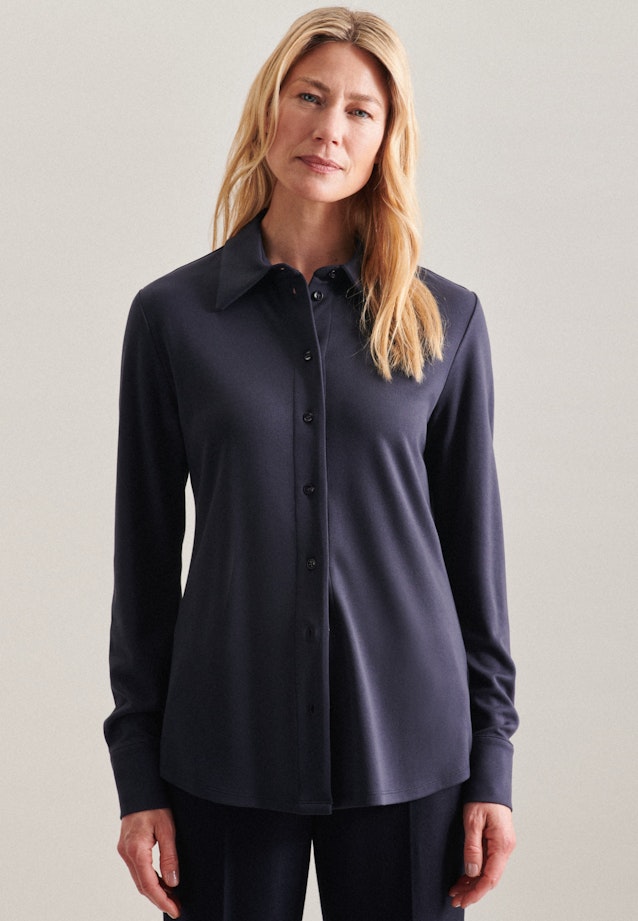 lange Arm Jersey Shirtblouse in Donkerblauw | Seidensticker Onlineshop