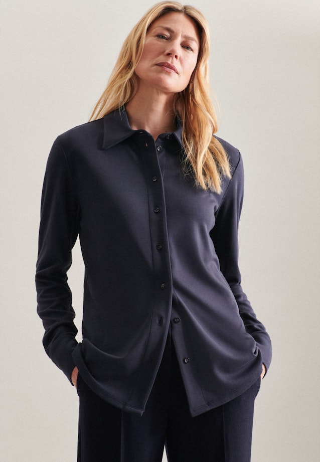 lange Arm Jersey Shirtblouse in Donkerblauw |  Seidensticker Onlineshop