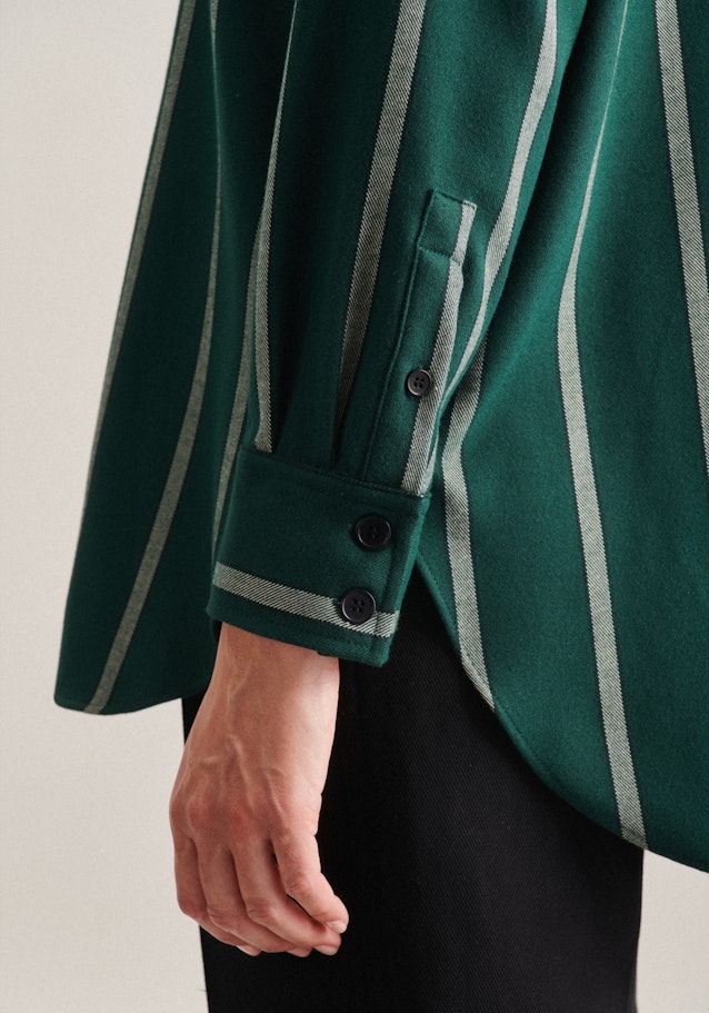 Long sleeve Flannel Long Blouse in Green |  Seidensticker Onlineshop