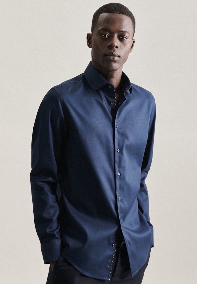 Non-iron Twill Business Shirt in X-Slim with Kent-Collar in Dark Blue |  Seidensticker Onlineshop