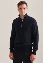 Gerader Schnitt (Normal-Fit) Pullover Uni in Dunkelblau |  Seidensticker Onlineshop