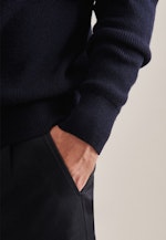 Gerader Schnitt (Normal-Fit) Pullover Uni in Dunkelblau |  Seidensticker Onlineshop