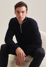 Gerader Schnitt (Normal-Fit) Pullover Uni in Dunkelblau |  Seidensticker Onlineshop