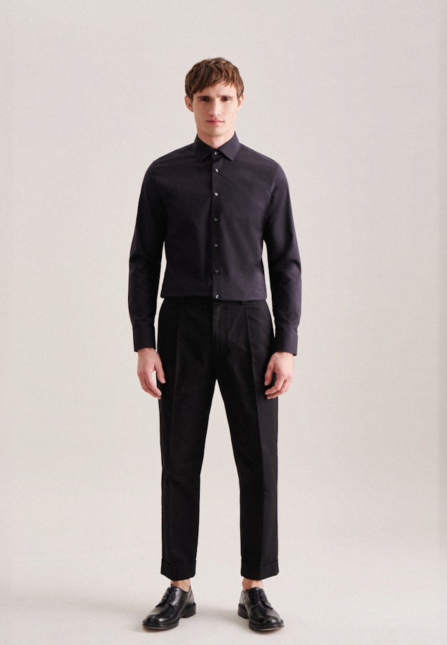 Shaped Business Hemd Uni in Schwarz |  Seidensticker Onlineshop