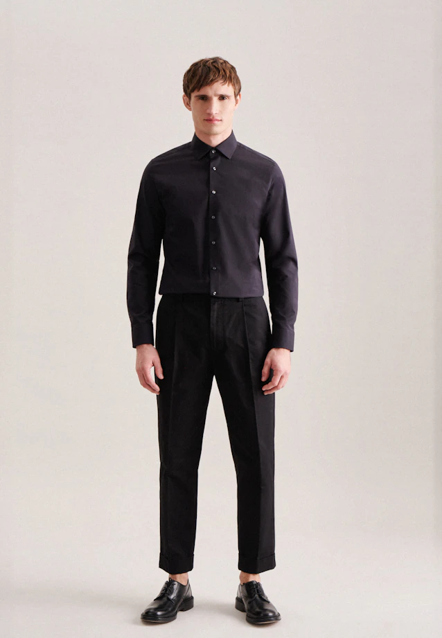 Shaped Business Hemd Uni in Schwarz |  Seidensticker Onlineshop