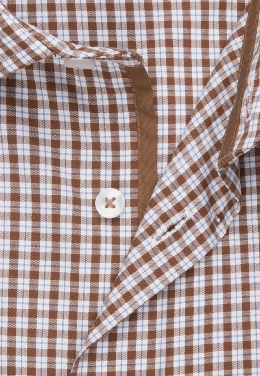 Bügelleichtes Popeline Business Hemd in Shaped mit Kentkragen in Braun |  Seidensticker Onlineshop