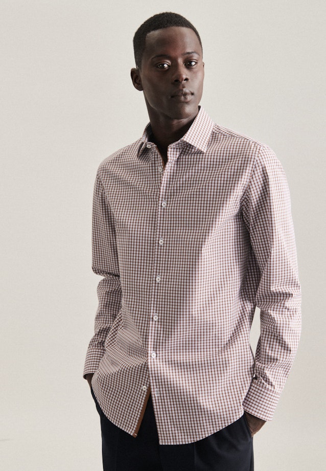 Easy-iron Poplin Business Shirt in Shaped with Kent-Collar in Brown |  Seidensticker Onlineshop