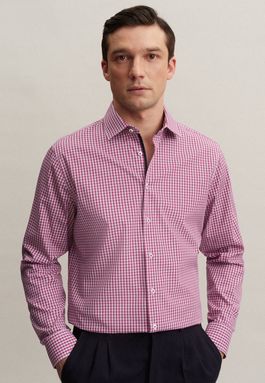 Bügelleichtes Popeline Business Hemd in Shaped mit Kentkragen in Rosa/Pink |  Seidensticker Onlineshop