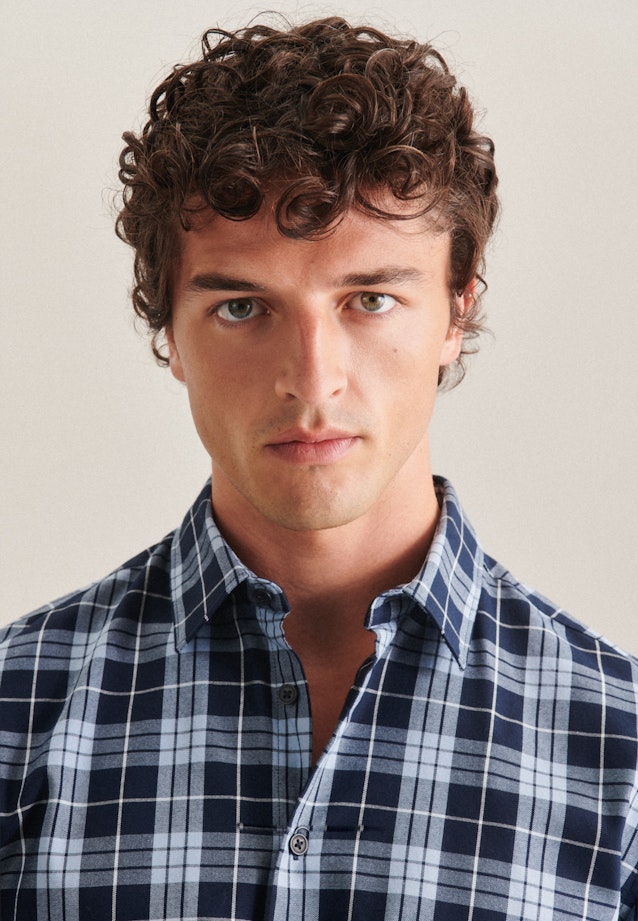 Regular Chemise décontractée carreaux in Bleu Clair |  Seidensticker Onlineshop