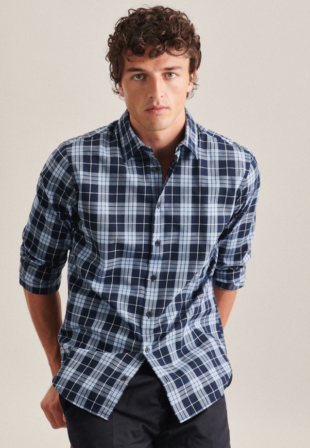 Regular Chemise décontractée carreaux in Bleu Clair |  Seidensticker Onlineshop