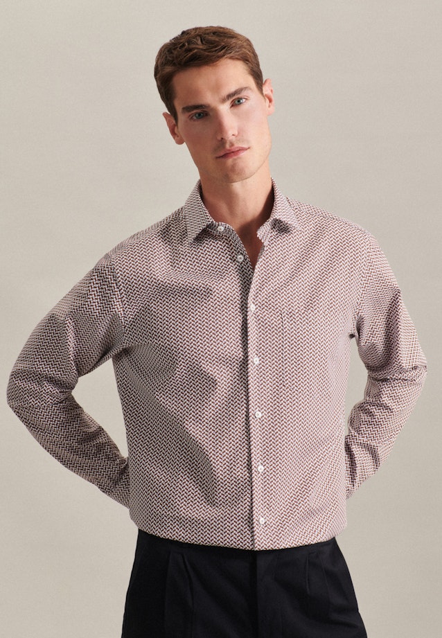 Business Shirt in Regular fit with Kent-Collar in Brown | Seidensticker Onlineshop