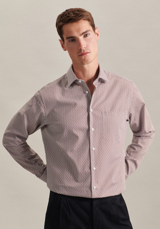 Business Shirt in Regular fit with Kent-Collar in Brown | Seidensticker Onlineshop