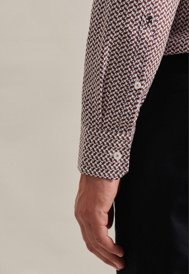 Regular fit Business Hemd Streifen in Braun |  Seidensticker Onlineshop