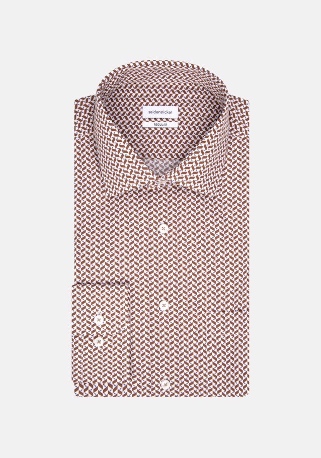 Business Shirt in Regular fit with Kent-Collar in Brown |  Seidensticker Onlineshop