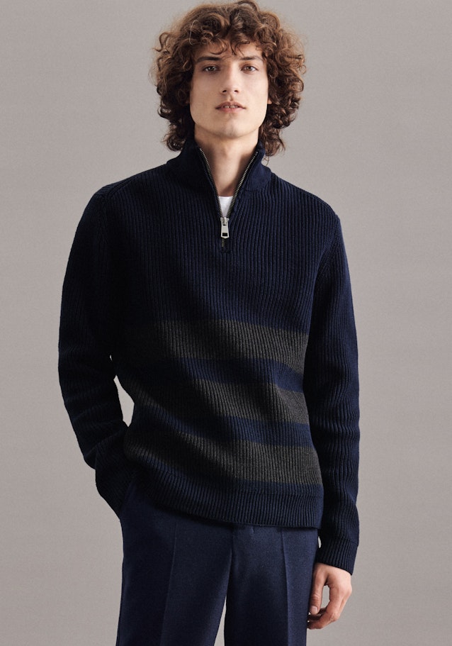 Stand-Up Collar Pullover in Dark Blue |  Seidensticker Onlineshop