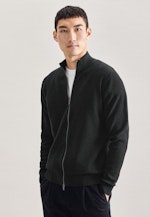 Stand-Up Collar Knit Jacket Uni in Grey |  Seidensticker Onlineshop